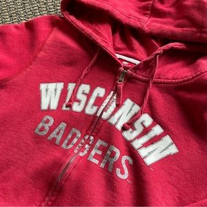 Wisconsin Badgers Zip Up Hoodie with Bedazzled Bucky Badger